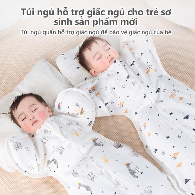 [Einmilk.ân ninh]Túi ngủ cho bé 100% cotton có khóa dây kéo 2 chiều, tiện mở túi ra QSB