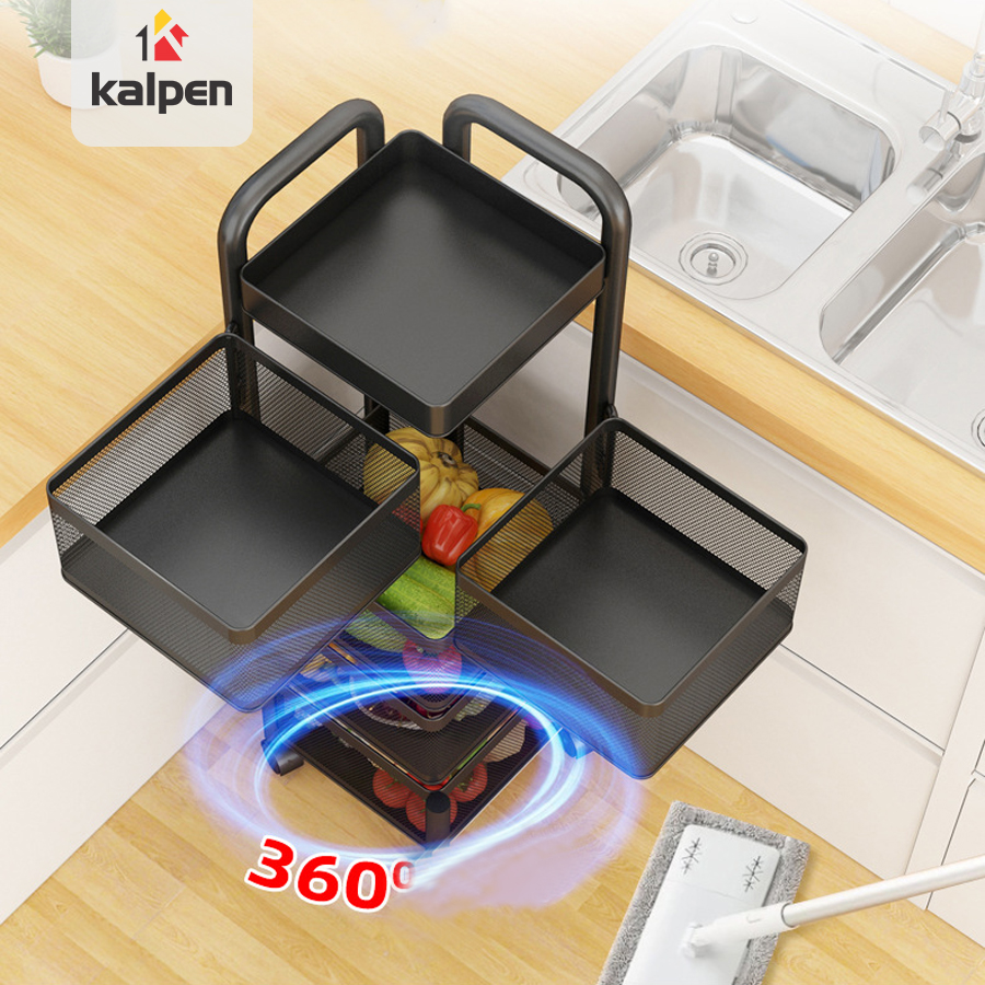 KỆ XOAY VUÔNG Đựng Rau Củ Đồ Dùng Đa Năng Thông Minh 3,4,5 Tầng Kalpen, Bh 24 Tháng