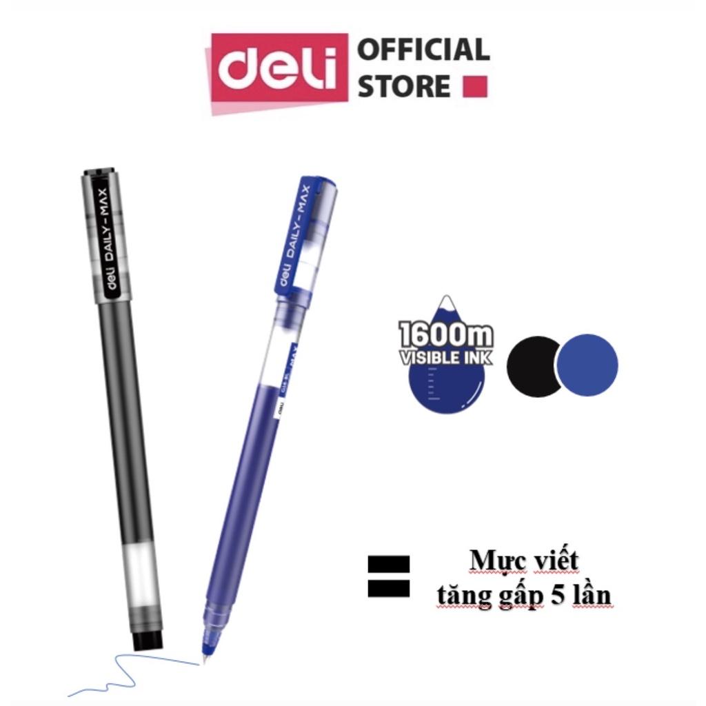 Bút gel Deli 0.5mm mực Xanh/Đen - Nét viết trơn tru, chất lượng mực cao cấp, thân bút trong suốt có vạch theo dõi - EG16