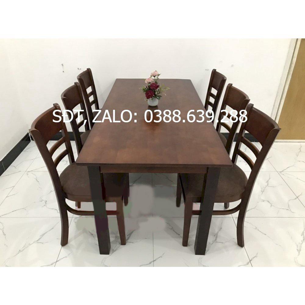 Bộ bàn ăn cabin nâu 1m65 + 6 ghế cabin Thương hiệu Nội Thất Bình Long