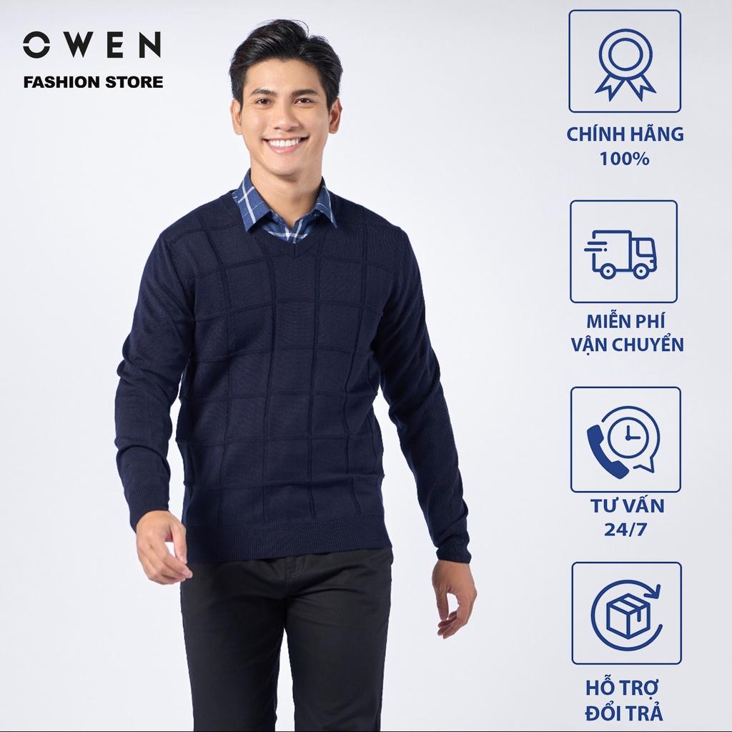 Áo len nam OWEN cổ tròn sợi cotton giữ ấm tốt, không xù mã ALD220754