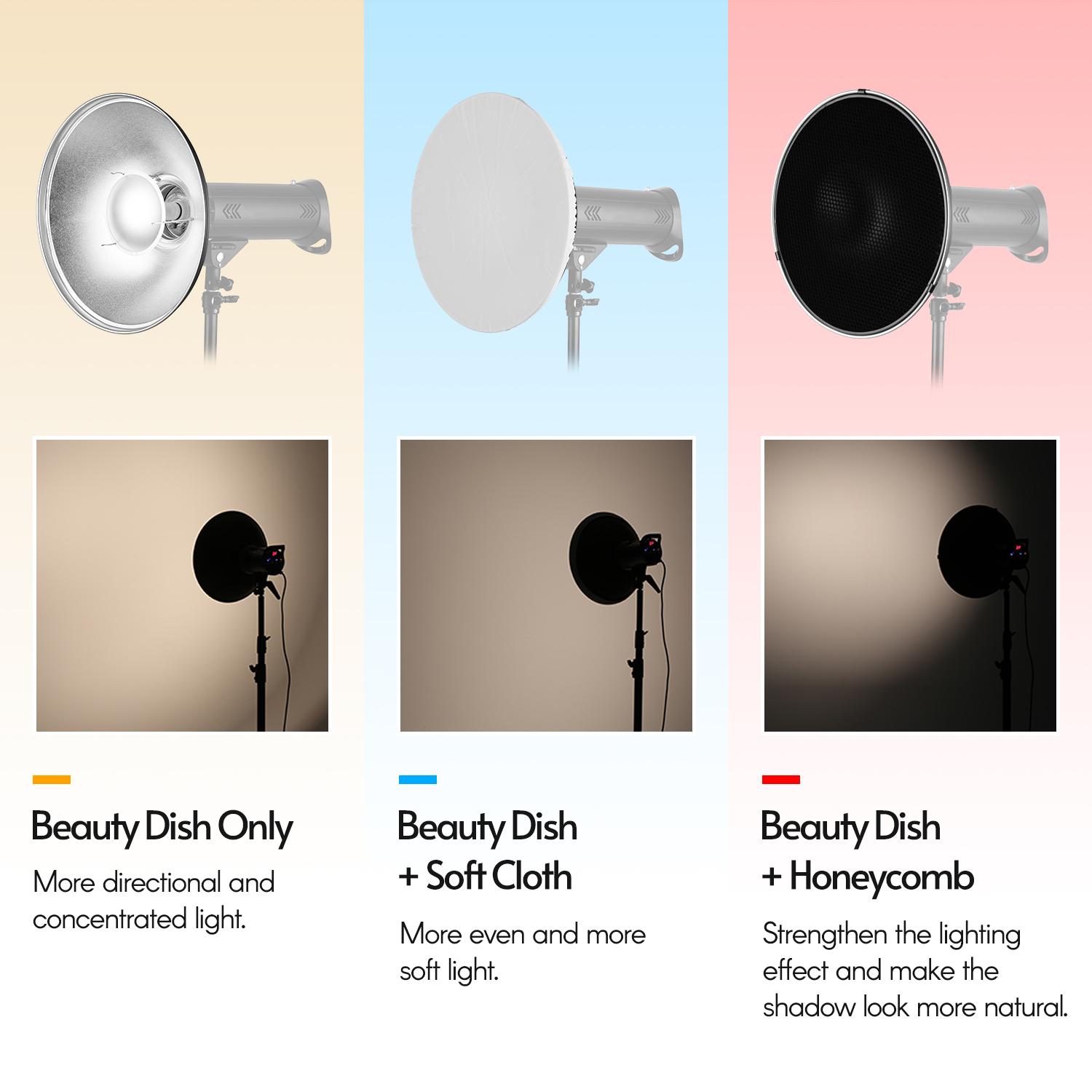 Bộ khuếch tán phản xạ với vải mềm tổ ong cho Bowens Mount Speedlite Strobe 16 inch