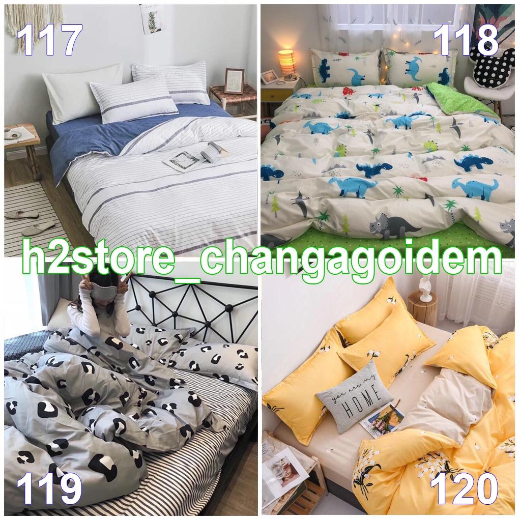 CHĂN PHAO Bộ Cotton Poly Nhập Khẩu Ga Hàn Quốc Phối Màu