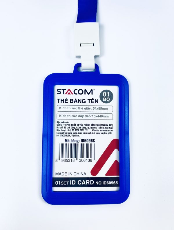 Bộ dây đeo và bảng tên nhựa cao cấp Stacom (54x85mm) ID6096S
