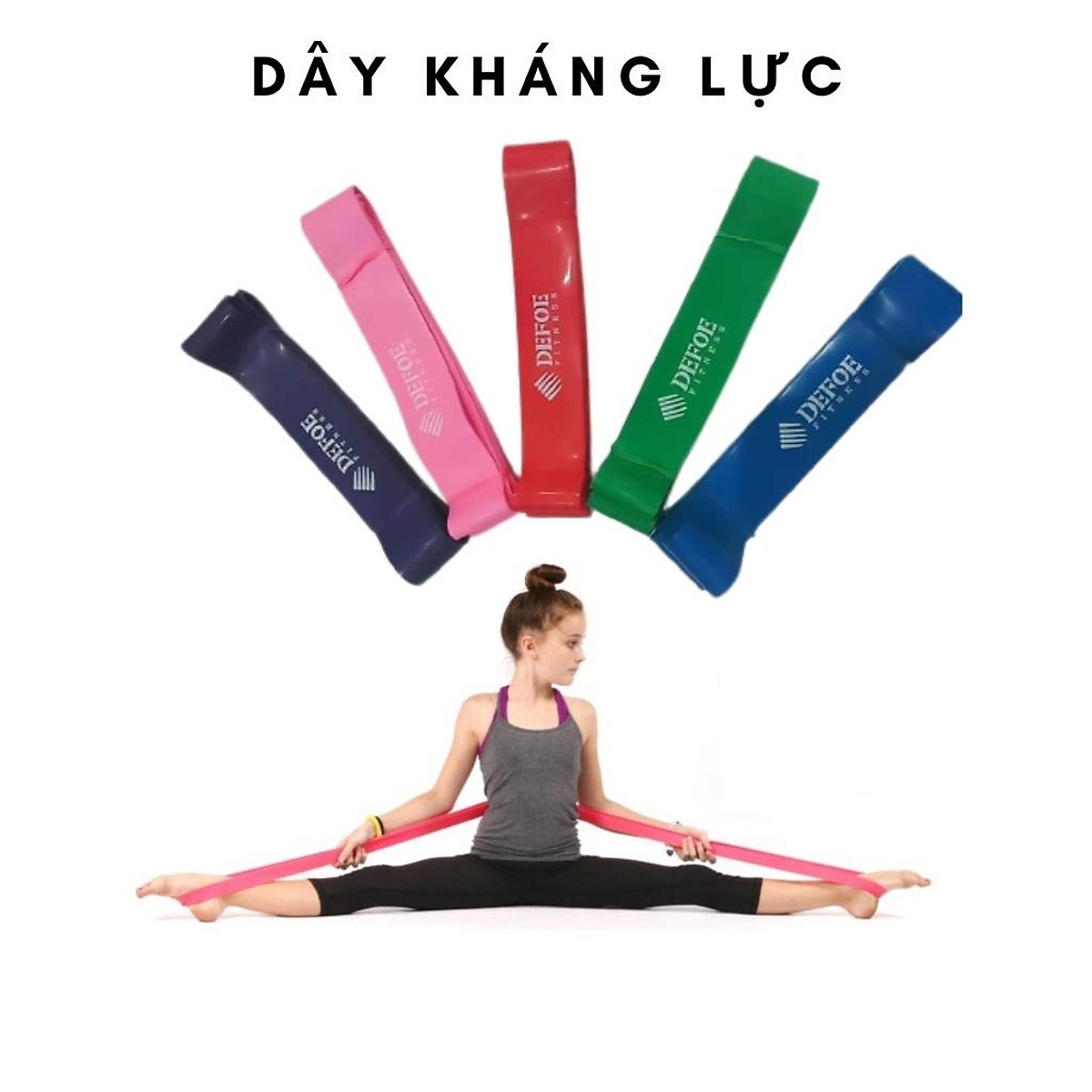 Dây xoạc cao su DEFOE FITNESS hỗ trợ mở khớp tập yoga, ballet (Chat chọn màu)