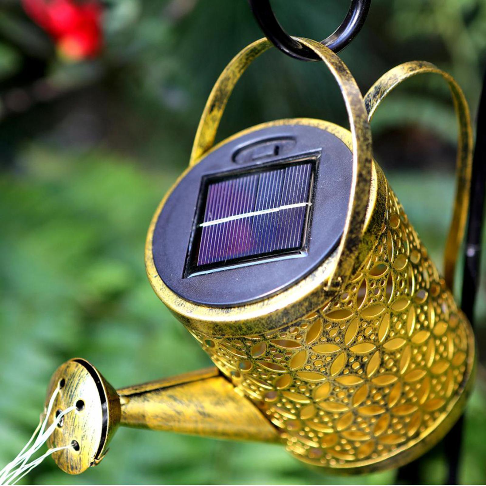 Outdoor Solar Watering Can with Lights for Patio Decoration