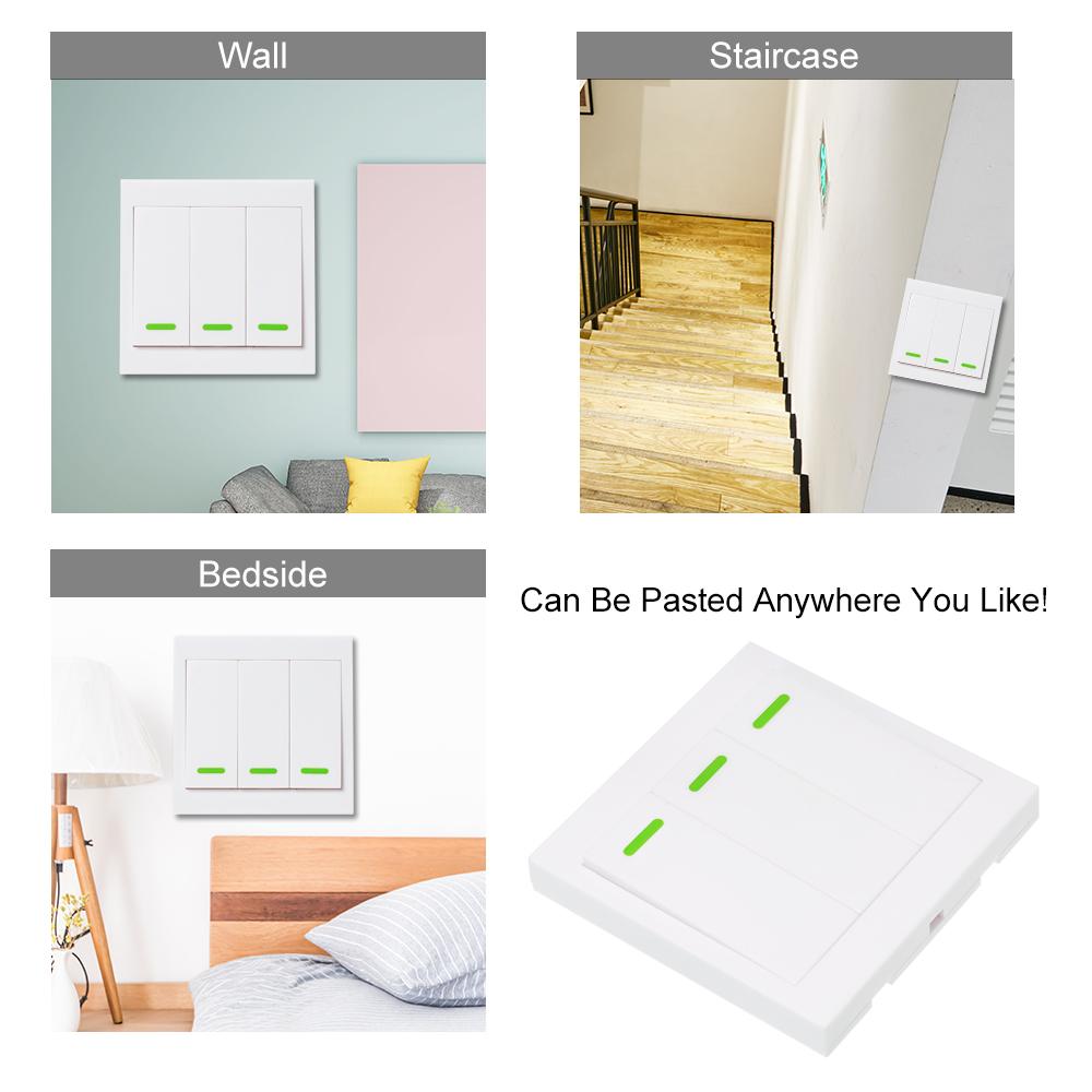 4PCS eWeLink Push Button Wall Light Switch Remote Controller 3 Gang 86 Type ON/Off Switch Panel 433MHz Wireless RF Remote Control Transmitter with Stickers Free Position Flexible For Home Living Room Bedroom