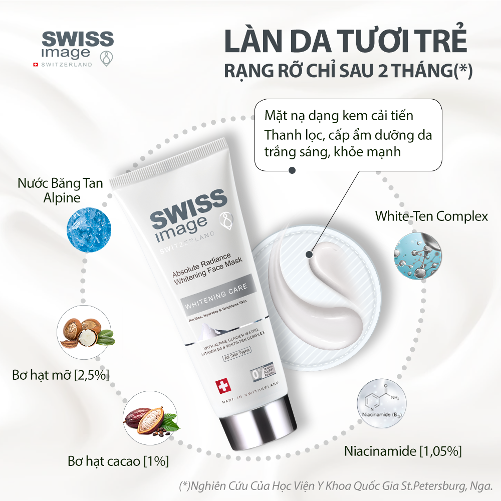 Mặt Nạ Dưỡng Trắng Swiss Image Absolute Radiance Whitening Face Mask 75ml