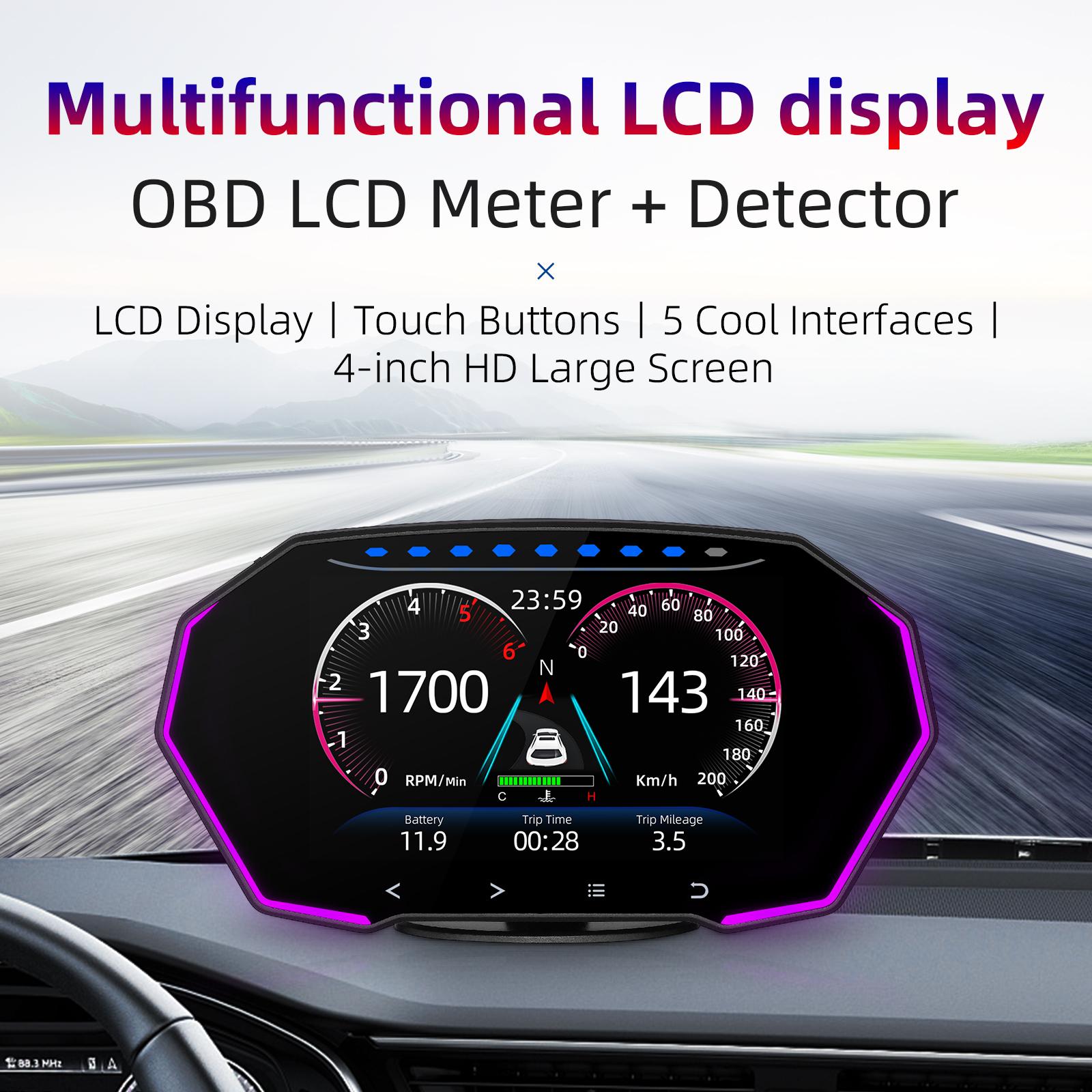 Multi-Functions Car Digital Gauge F11 HUD 4inch Head-up Display OBDⅡ Diagnostic Detector Speedometer Safe Driving