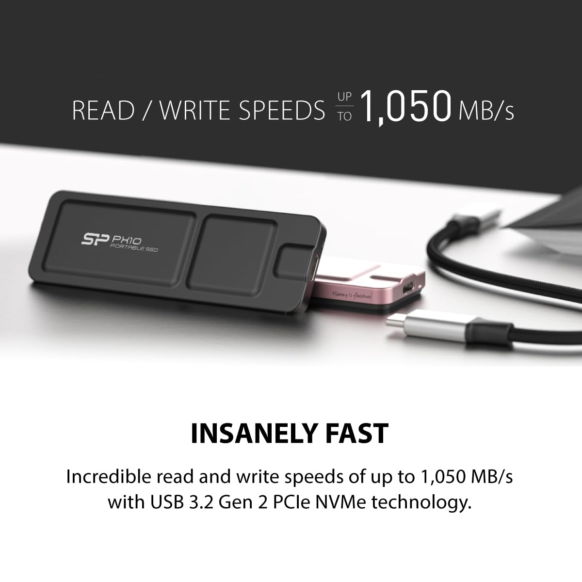 Ổ Cứng SSD di động Silicon Power PX10 1TB USB-C (SP010TBPSDPX10CK) - Hàng Chính Hãng