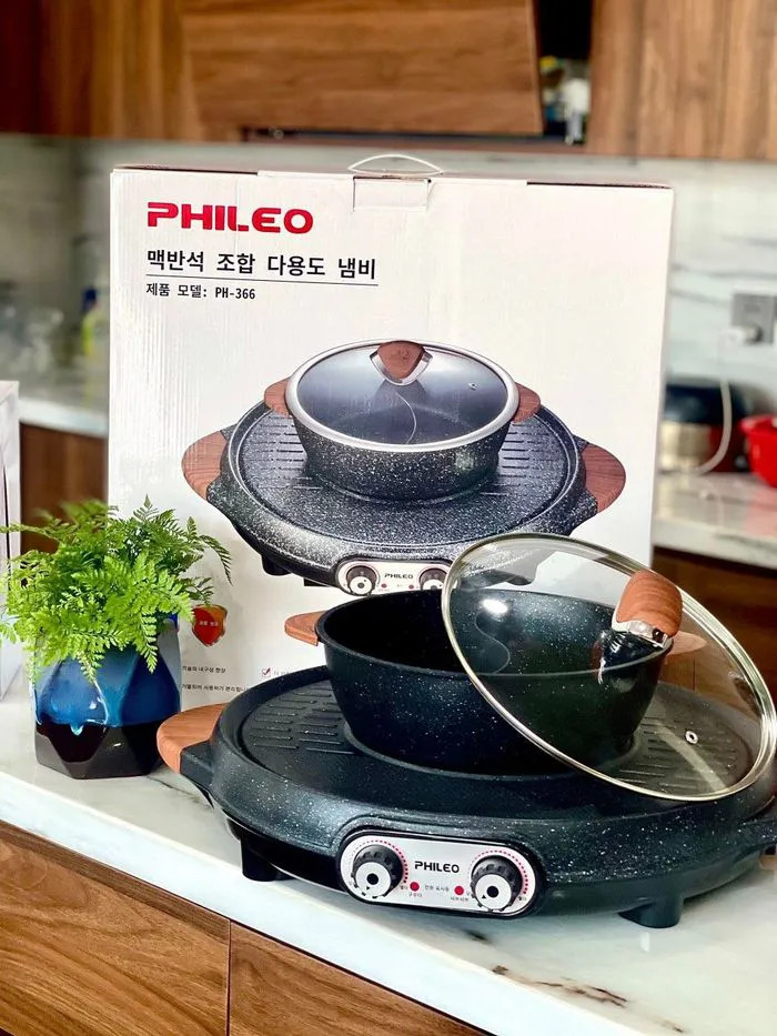 BẾP LẨU 2 NGĂN KÈM NƯỚNG PHILEO PH-366 Hàn Quốc Hàng Chính Hãng