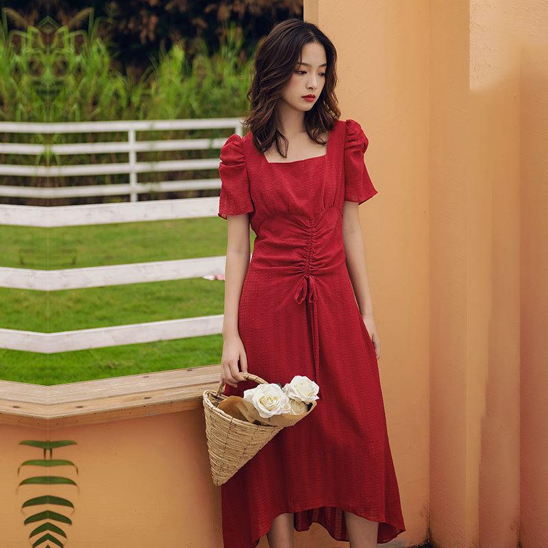 Đầm Voan Cổ Vuông Tay Phồng Thời Trang Mùa Hè Dành Cho Nữ