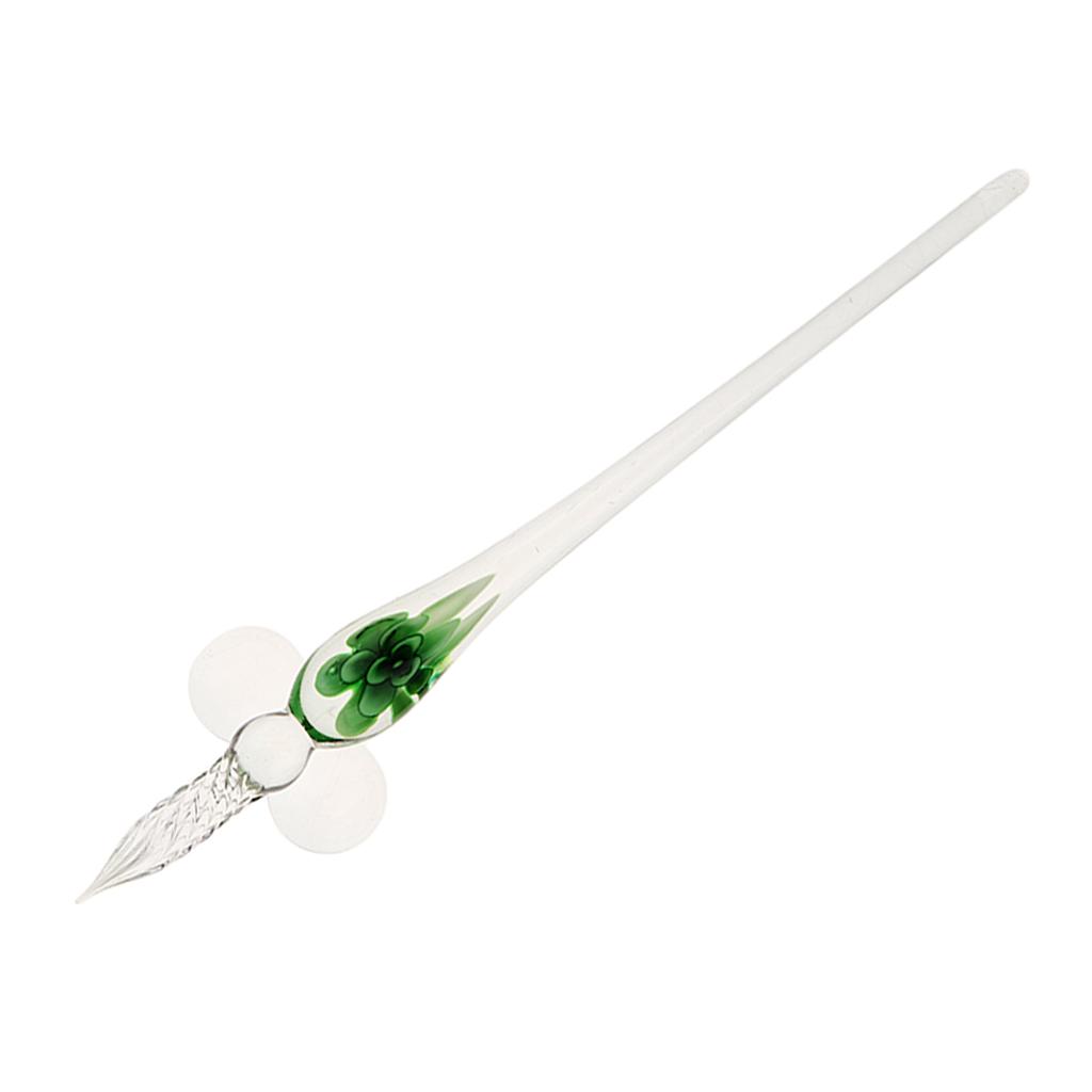 Crystal Glass Dip Pen Signature Pen Pen for School Office Stationery Green