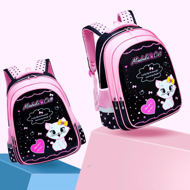 Cô Gái Dễ Thương Trường Túi Trẻ Em Sơ Cấp Ba Lô Mèo Hoạt Hình In Hình Công Chúa Schoolbag Chỉnh Hình Trẻ Em Bookbags