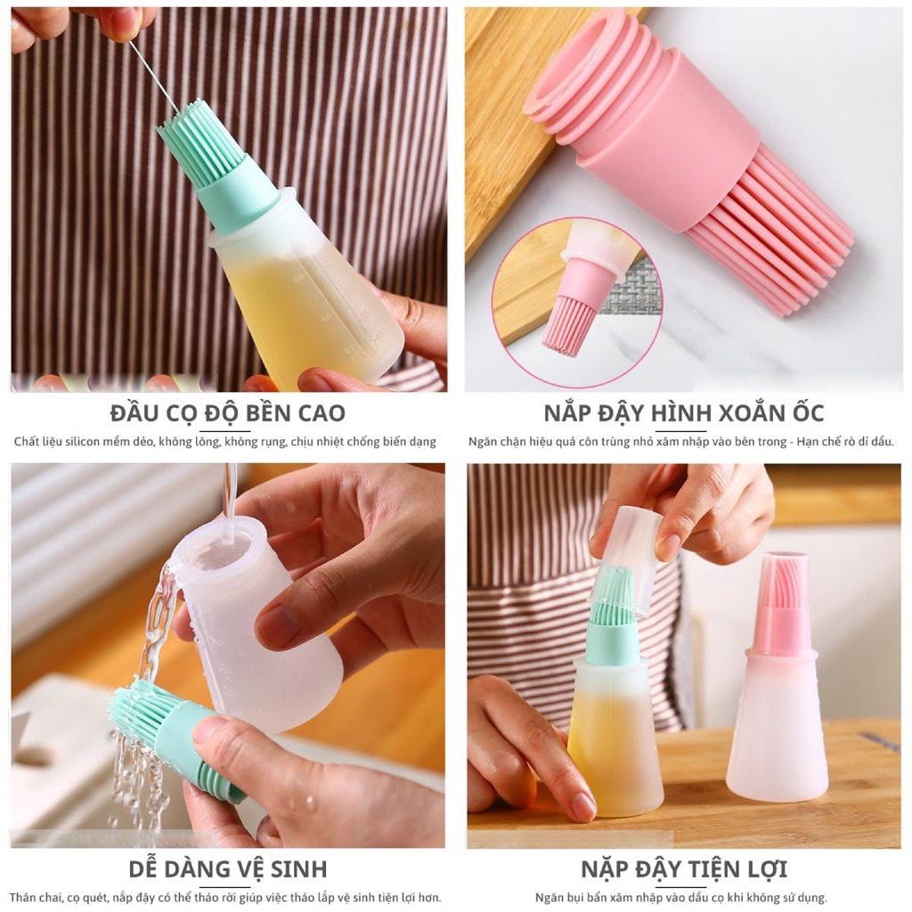Bình Đựng Dầu Có Chổi Quét Dầu Silicon Chịu Nhiệt Cao Tiện Lợi