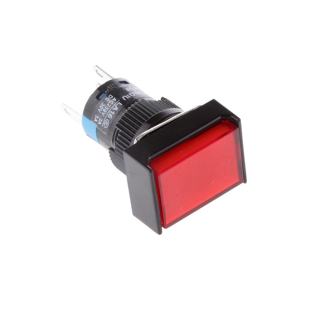 4xDC 12V SPDT Momentary Square Push Button Switch 16mm with Red LED Light