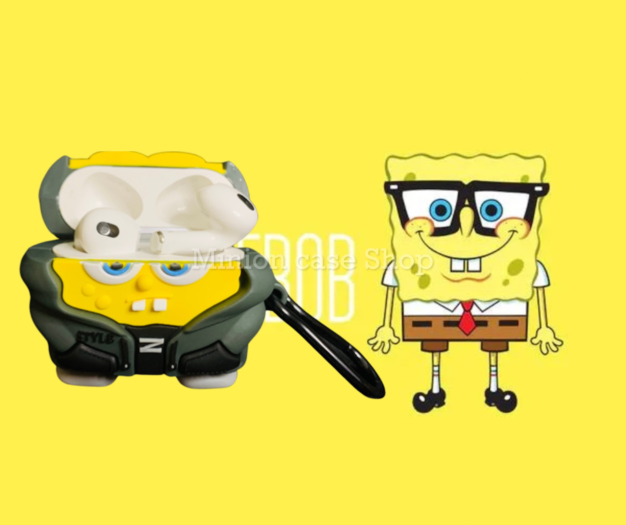 Case bảo vệ dành cho Airpods 3 hình spongebob chất liệu silicon 3d cao cấp