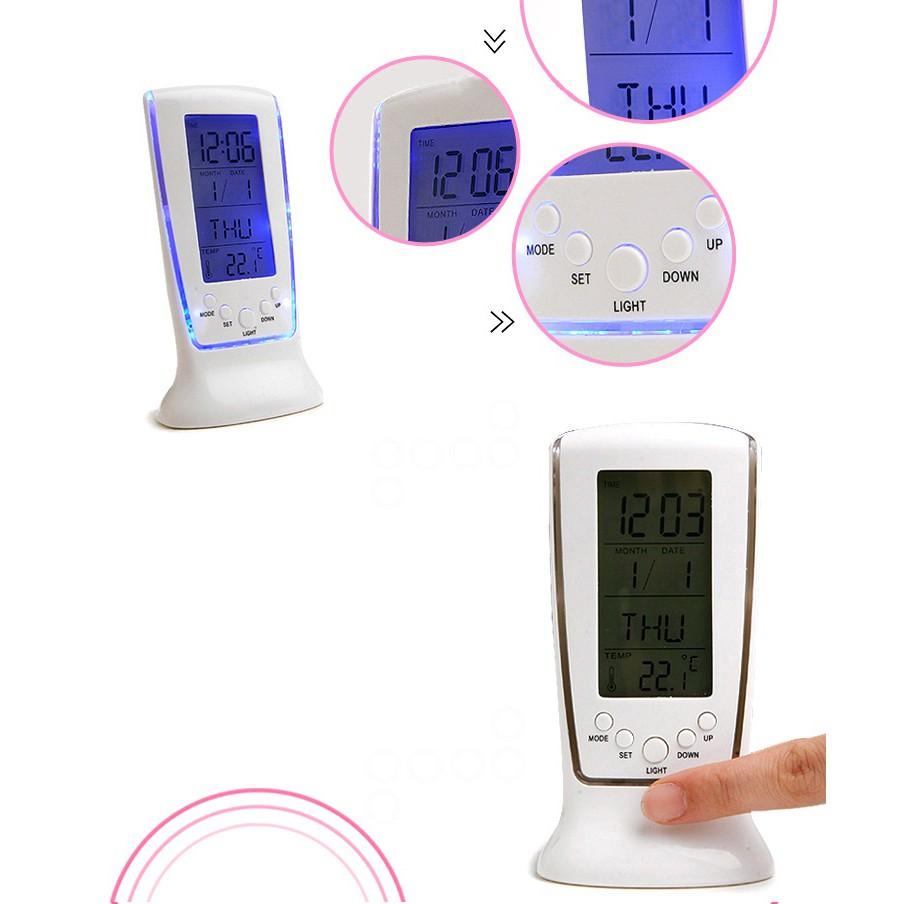 Đồng hồ để bàn nhiệt kế có đèn