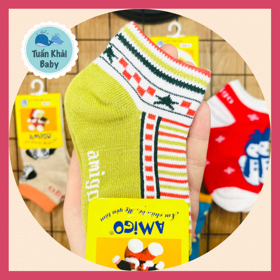 Combo 5 đôi tất cotton AMIGO cho bé trai bé gái | size 3 tháng đến 8 tuổi tất mềm mịn co giãn tốt hàng Việt Nam chất lượng