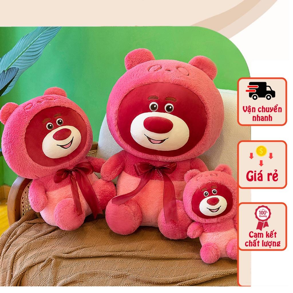 Gấu dâu Losto Gấu dâu đeo nơ, dâu đội mũ size 75cm và 1M