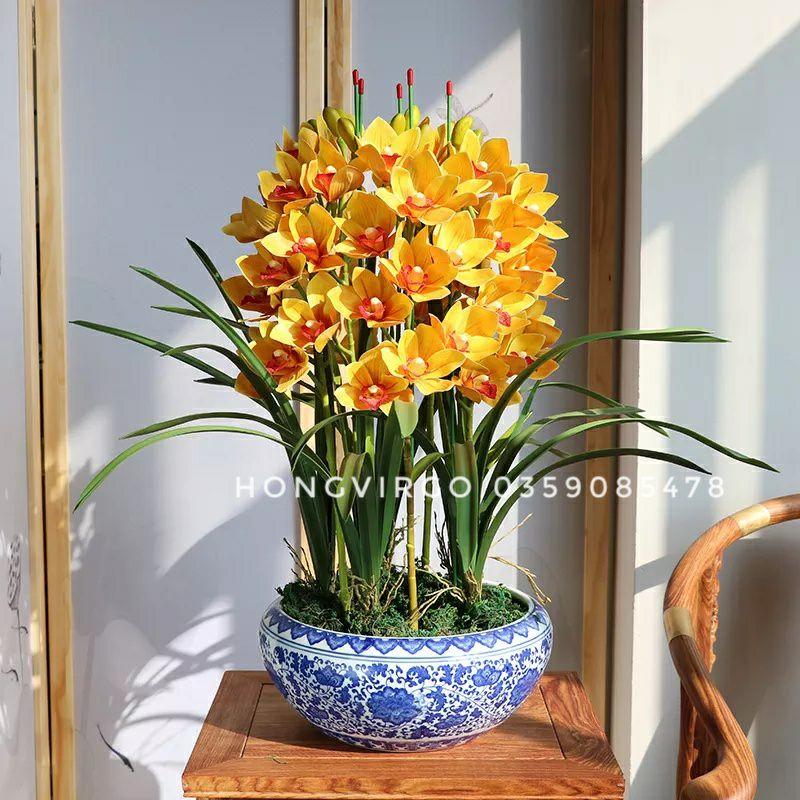 Hoa Địa Lan Cao Su 10 bông cành 70cm hàng cao cấp