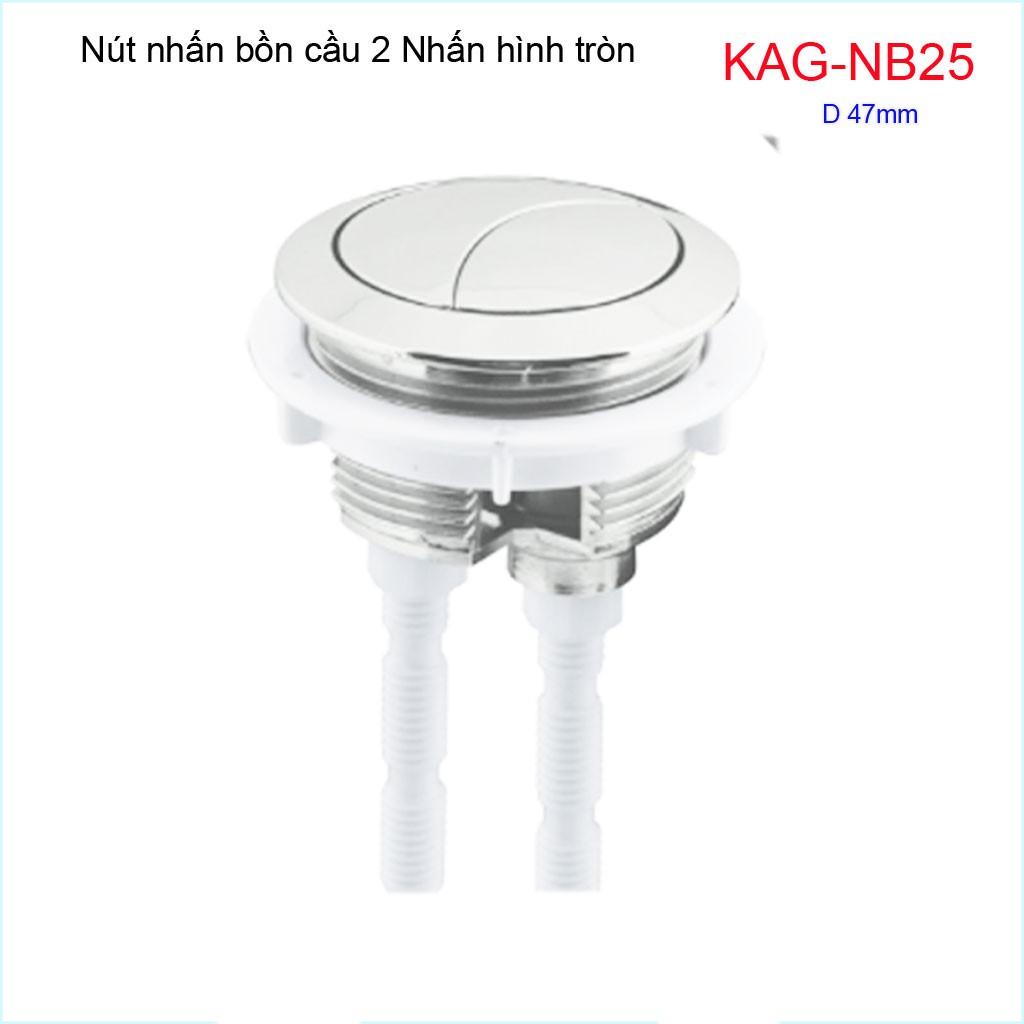 Nút 2 nhấn xả bồn cầu, nút nhấn cầu xả 2 nhấn tròn lỗ sứ D4.7-5cm, nút xả cầu KAG-NB25