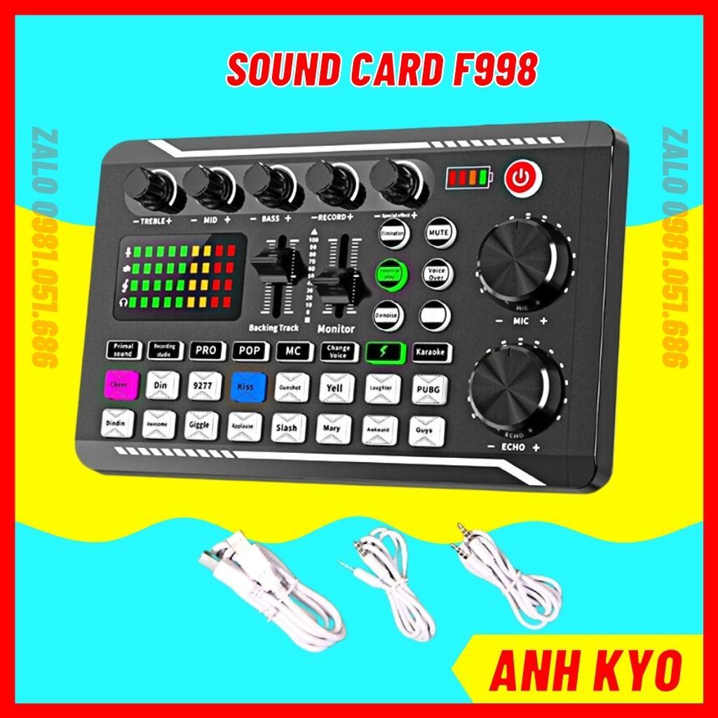 Sound Card F998 Đời Mới, Bộ chỉnh âm thanh F998 có đèn led, chế độ giả giọng, vỗ tay tiếng cười