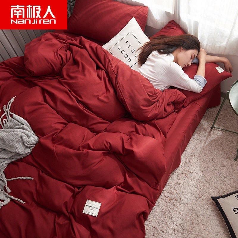 Bộ chăn ga cotton Tici cao cấp trơn 1 màu phong cách Hàn Quốc đủ size