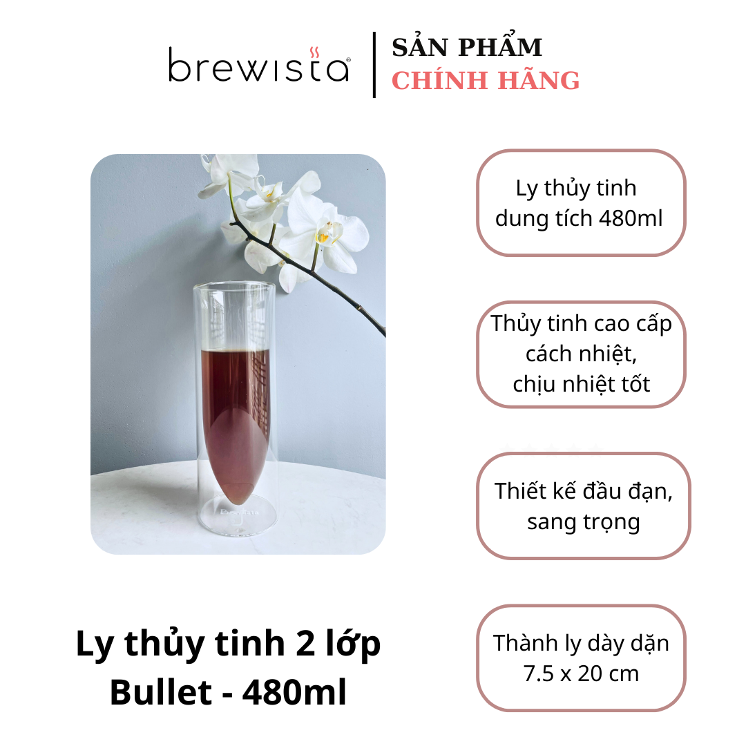 Ly cà Phê thủy tinh 2 lớp Brewista - 480ml