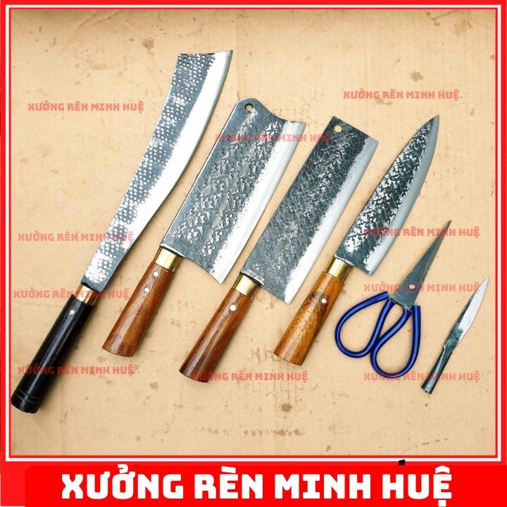 Bộ 4 dao nhà bếp cao cấp là từ Thép Nhíp hàng rèn thủ công - Phúc sen