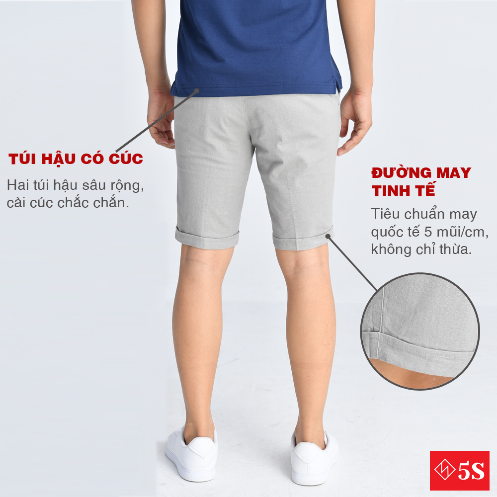 Quần Short Nam 5S (2 màu), Chất Kaki Cotton Co Giãn, Thấm Hút Tốt, Hạn Chế Nhăn (QSK21008