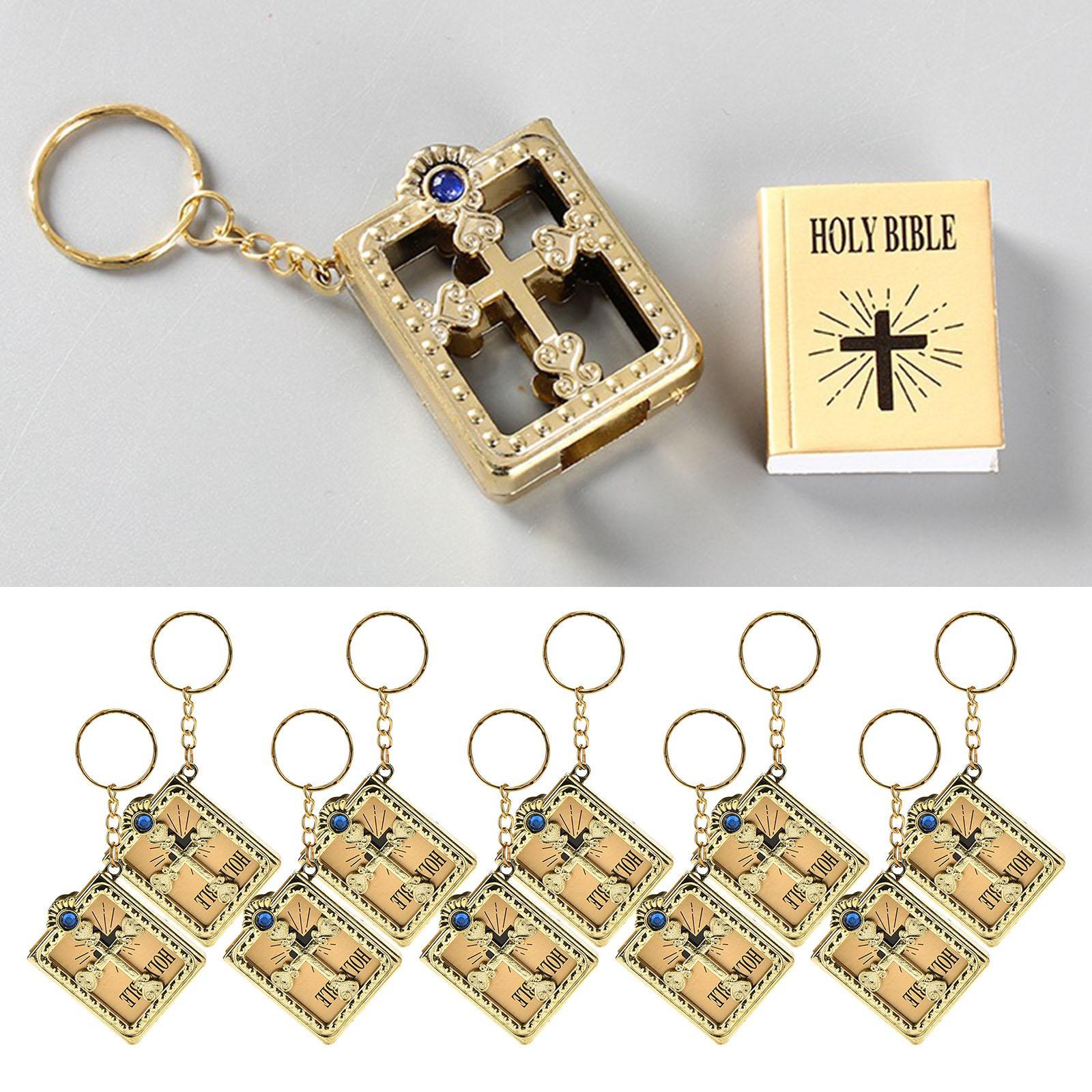Mini Holy Bible Miniature Pendant Keyring Key Chain Keychain Novelty Golden
