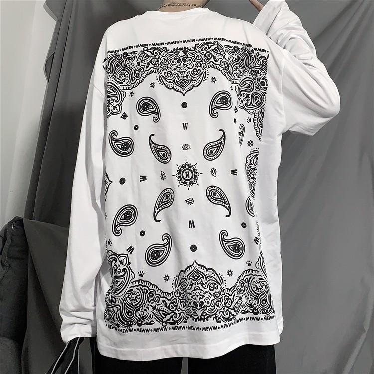 Áo thun ulzzang unisex đen trắng họa tiết back mới