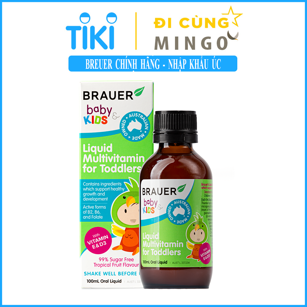 Vitamin tổng hợp cho trẻ từ 1 - 3 tuổi Brauer Baby &amp; Kids Liquid Multivitamin For Toddlers 100ml - Nhập khẩu Úc