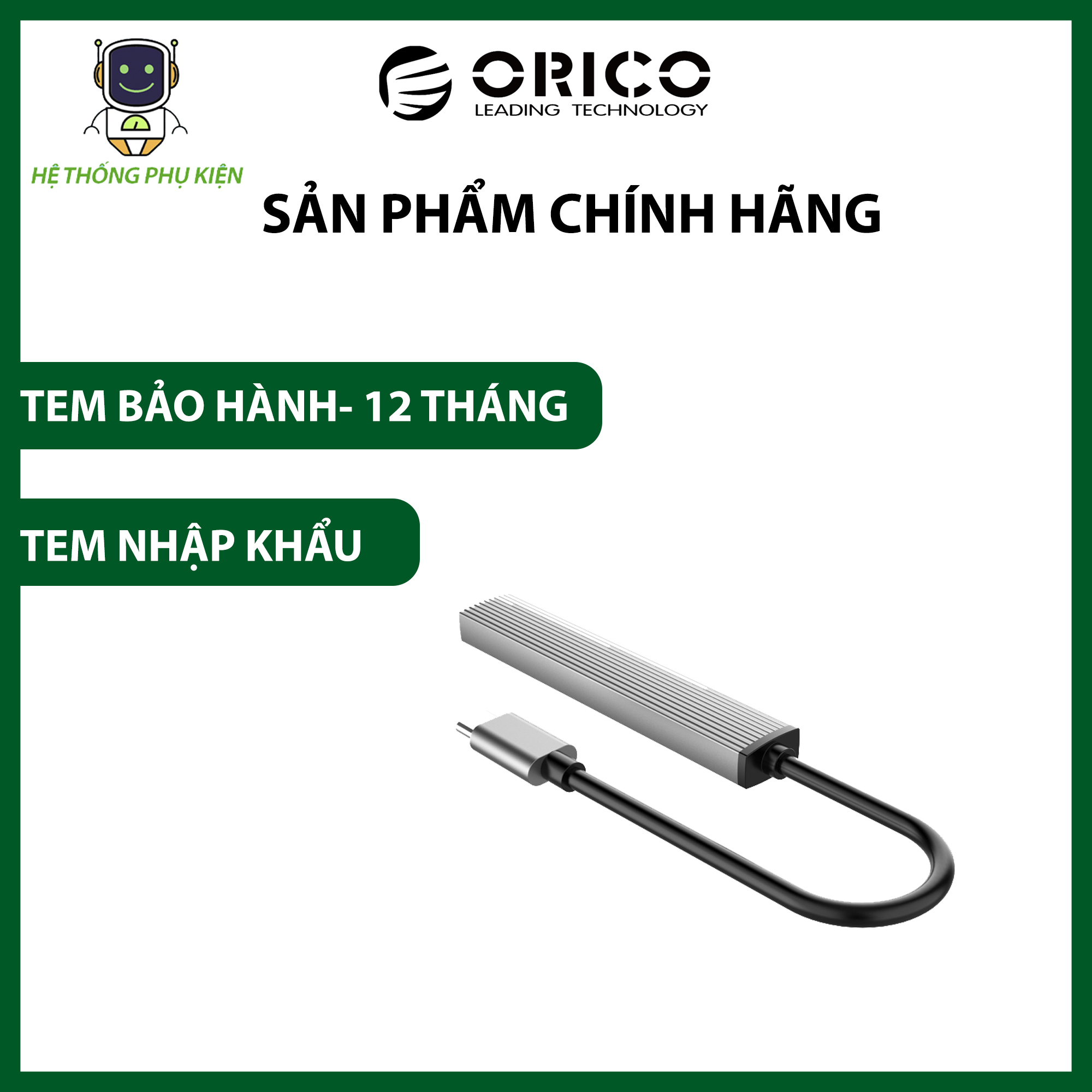 Bộ Chia Type C Ra 4 Cổng USB 3.0 &amp; 2.0 ORICO AH-12F-GY-BP Hàng Chính Hãng