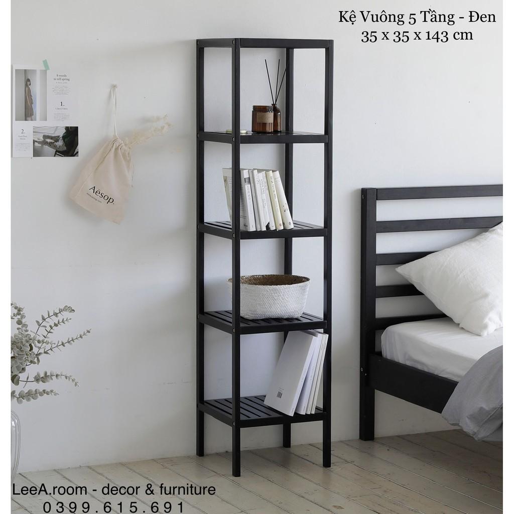 Kệ Vuông Decor 5 Tầng Cao Cấp - Wooden Shelf 5F - Màu Đen