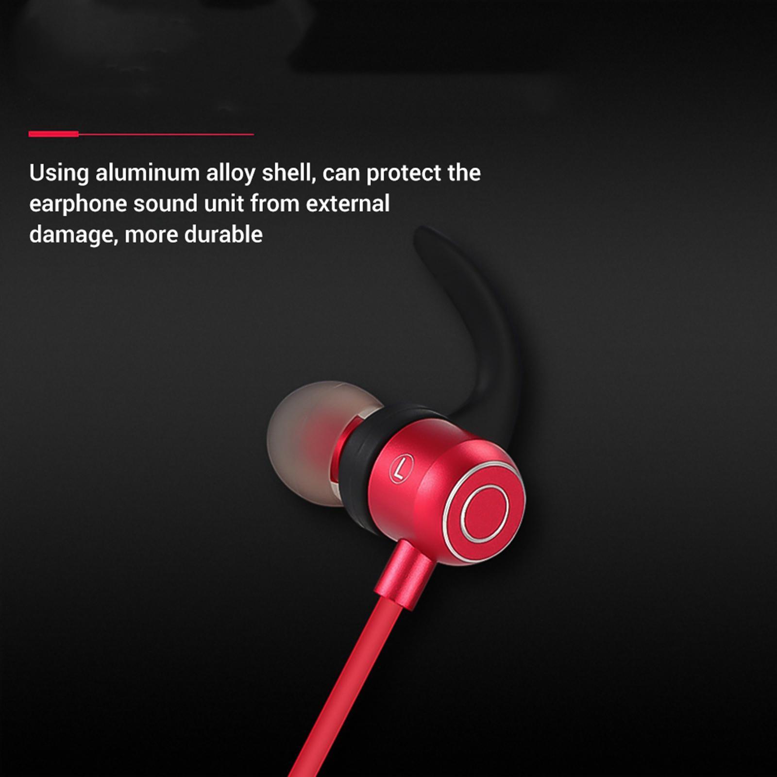 Wireless Bluetooth Earphone Neckband Noise Cancelling for Running Red