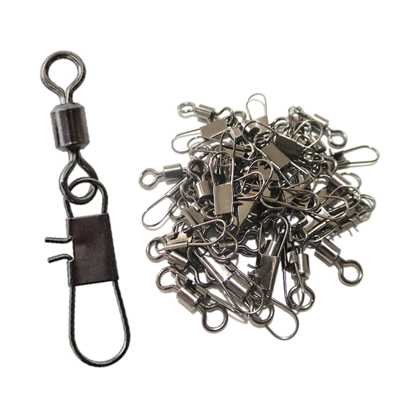 100pcs Fishing Ball Bearing Swivels with Safety Snaps Clip Brass Fishing Swivel for Quick Connect Fishing Lures Line Connector