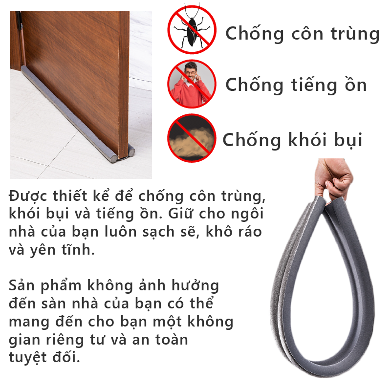 Nẹp xốp chắn khe cửa Ron chặn khe hở chống ồn, chống côn trùng, chống thoát hơi gió điều hòa