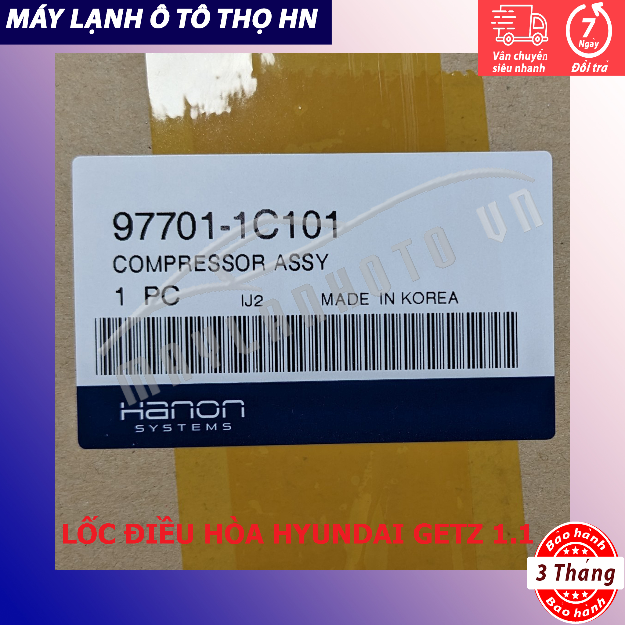 Lốc điều hòa (block,máy nén) Hyundai Getz 1.1 2006 2007 2008 2009 2010 2011 hàng Hàn Quốc 06 07 08 09 10 11 97701-1C101