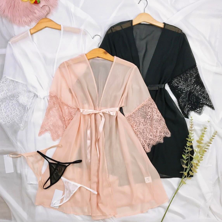 Áo choàng ngủ cao cấp Q02 - Áo choàng nử kimono - Áo choàng ngủ nữ gợi cảm