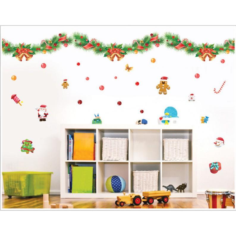 Decal trang trí noel rèm dây nguyệt quế