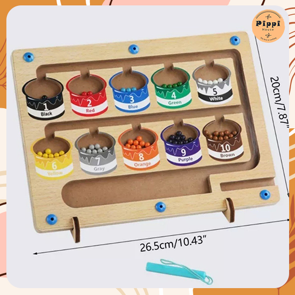 Bảng Gỗ Nam Châm Montessori Hình Hũ Kẹo Cho Bé Phân Biệt Màu Sắc Và Số Đếm