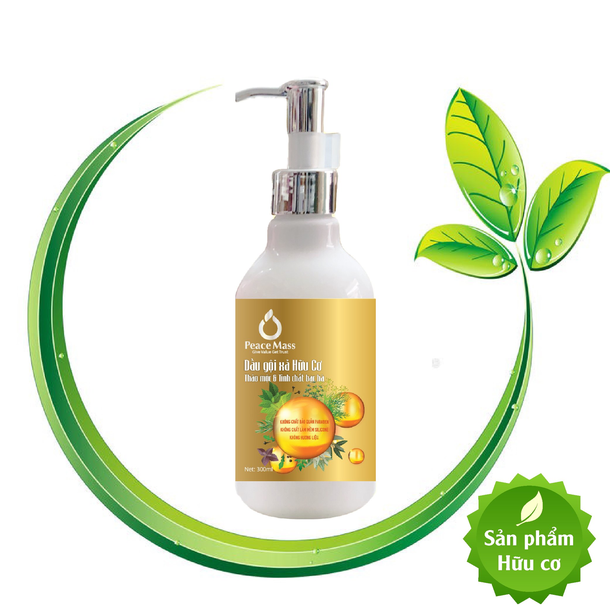 Dầu Gội Xả Thảo Mộc Tinh Chất Bạc Hà Peace Mass  Chai 300ml