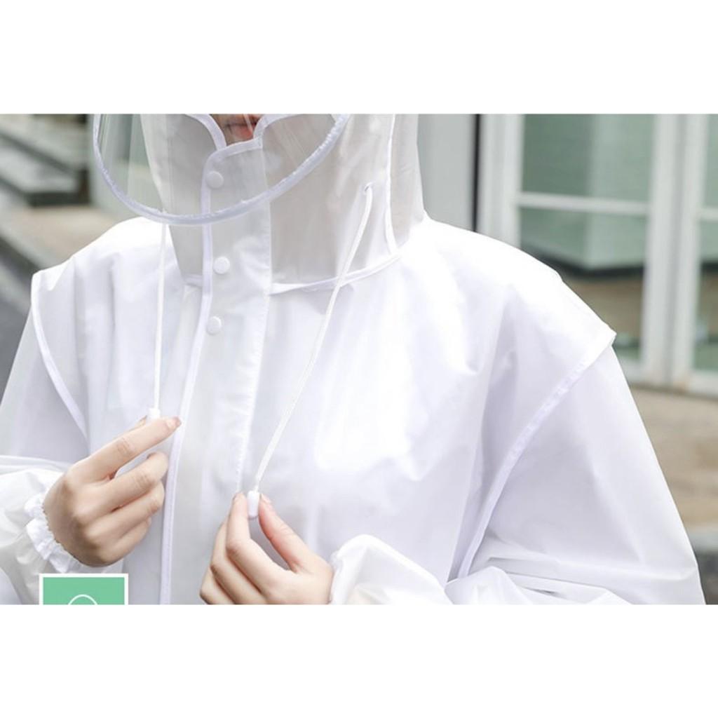 Áo mưa trong suốt có Kính Kèm Chụp Gương Dài Rộng 1 Đầu kèm kính chống giọt bắn, chống bụi chất lượng siêu bền