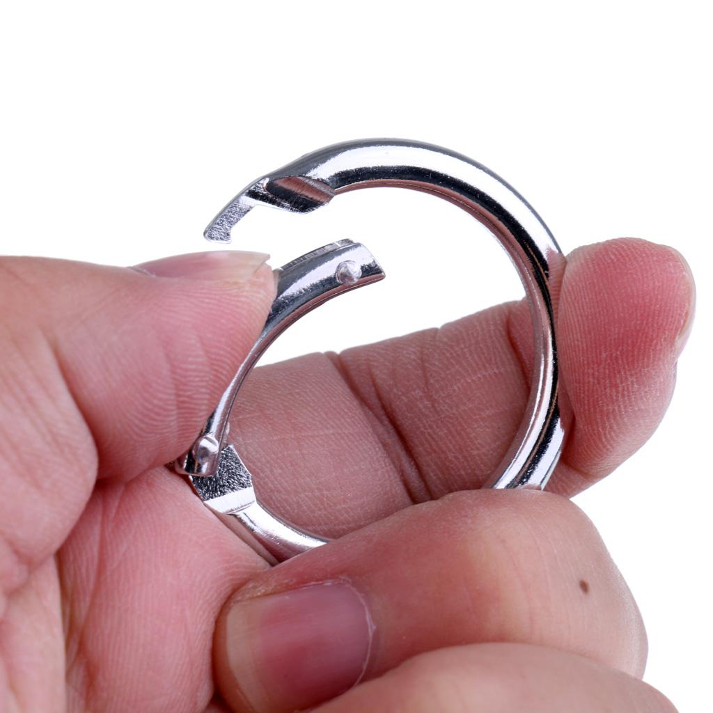 6 Pieces Circle Round Carabiner Hiking Spring Snap Clip Hook Keychain Camping Handbag