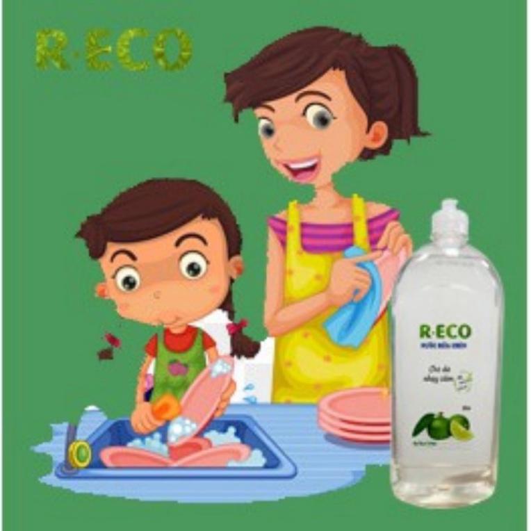 Nước rửa chén cơ học từ tinh chất dầu CHANH thiên nhiên tự nhiên R-ECO - Sạch nhanh ,không nhớt, không lưu hương trên bá