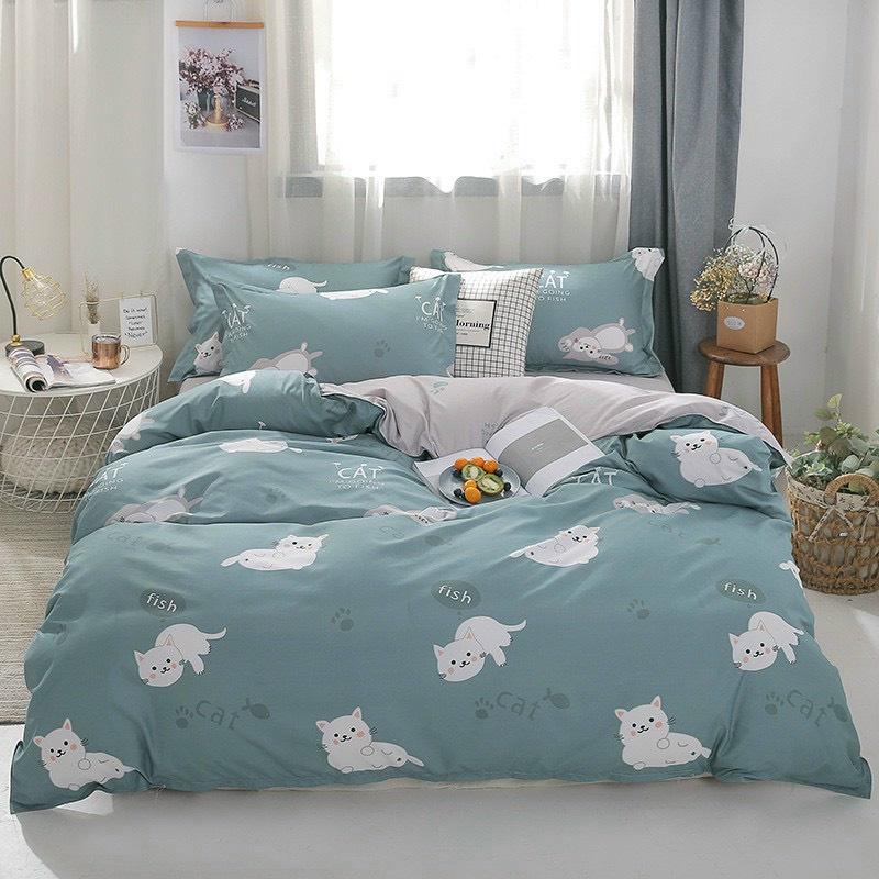 Bộ chăn ga gối cotton poly nhập khẩu - chăn mền, drap giường, vỏ gối - ga giường đủ size