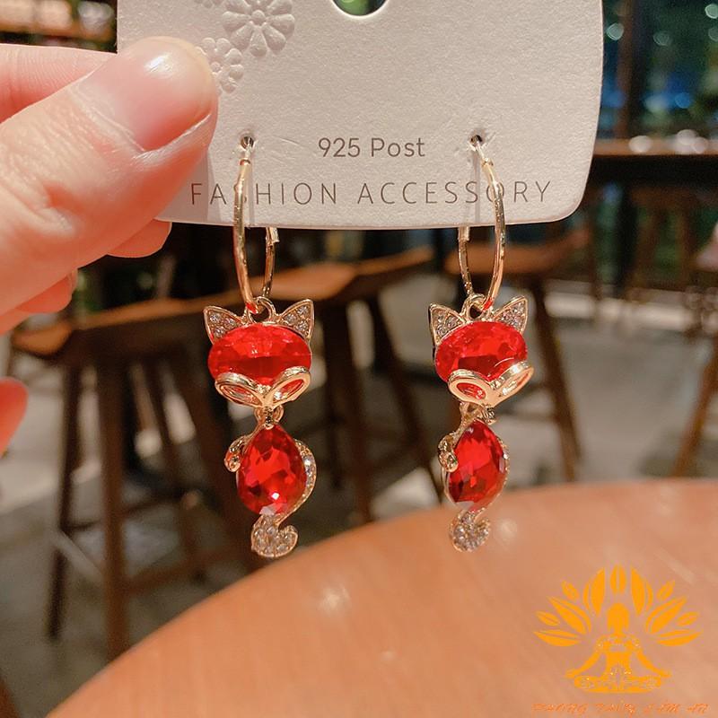 BÔNG TAI HỒ LY ĐÁ TỰ NHIÊN ĐỎ BERYL TÌNH DUYÊN MAY MẮN TÀI LỘC TẶNG KÈM DÂY ĐEO,HỘP GẤM CAO CẤP HOA TAI.