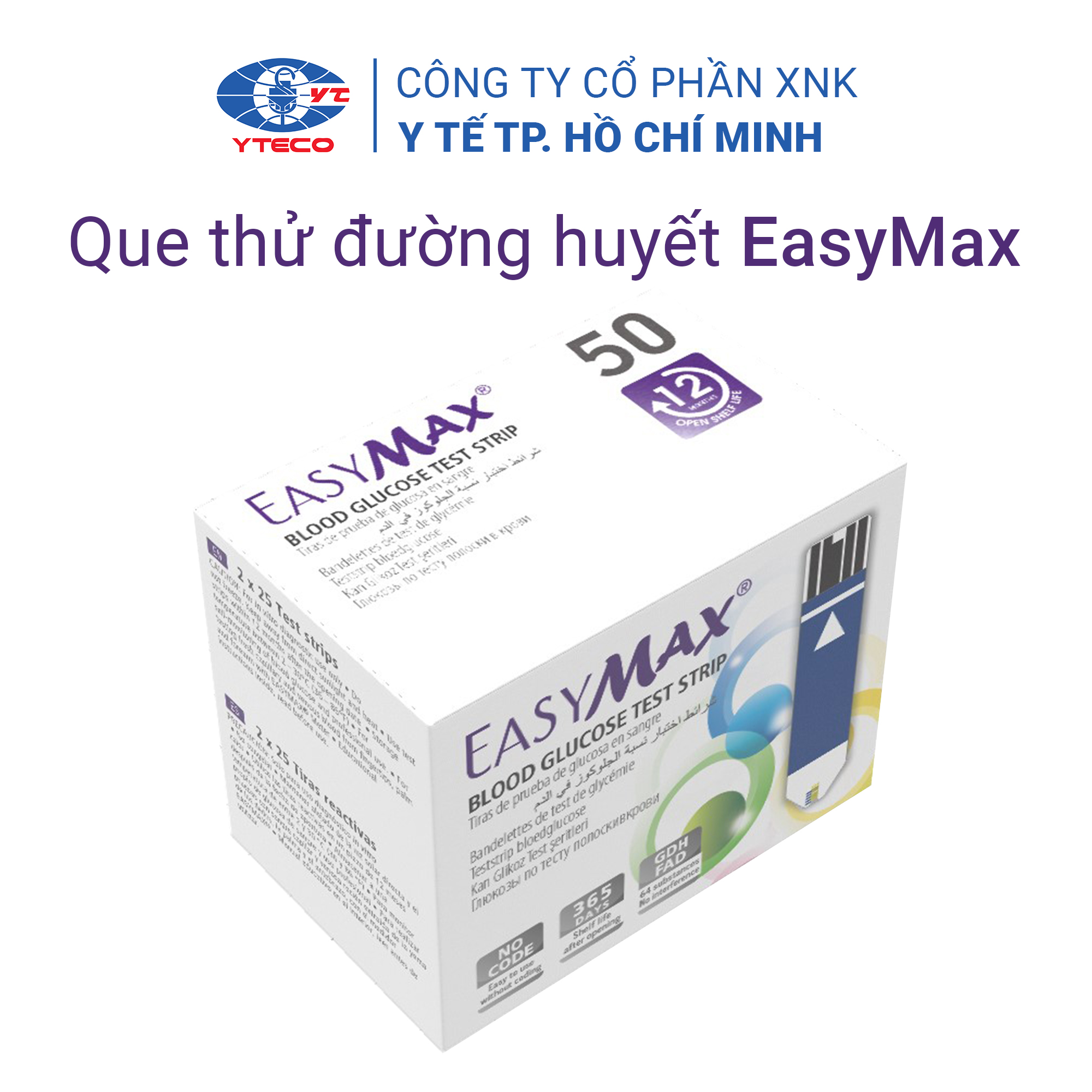 Que thử đường huyết EasyMax Hộp 50 que